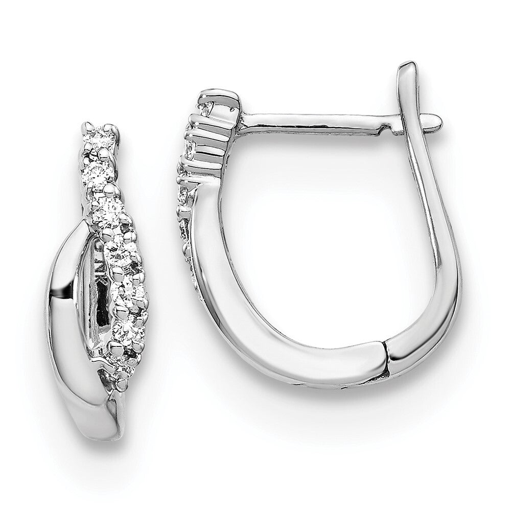 14k White Gold Diamond Hinged Hoop Earrings