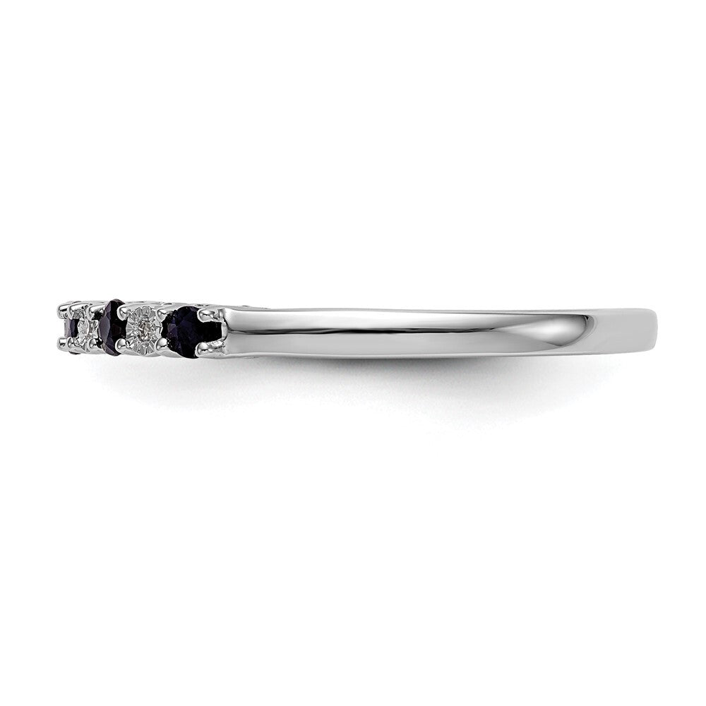 14k White Gold .01 carat Diamond and Blue Sapphire Complete Band Size 7