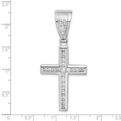 Sterling Silver Rhodium-plated Cubic Zirconia Cross Pendant