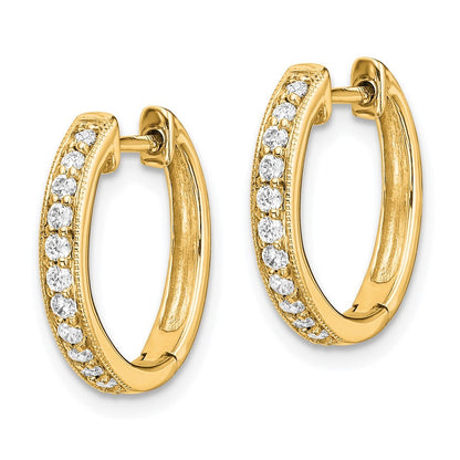 14k Yellow Gold Diamond Hinged Hoop Earrings