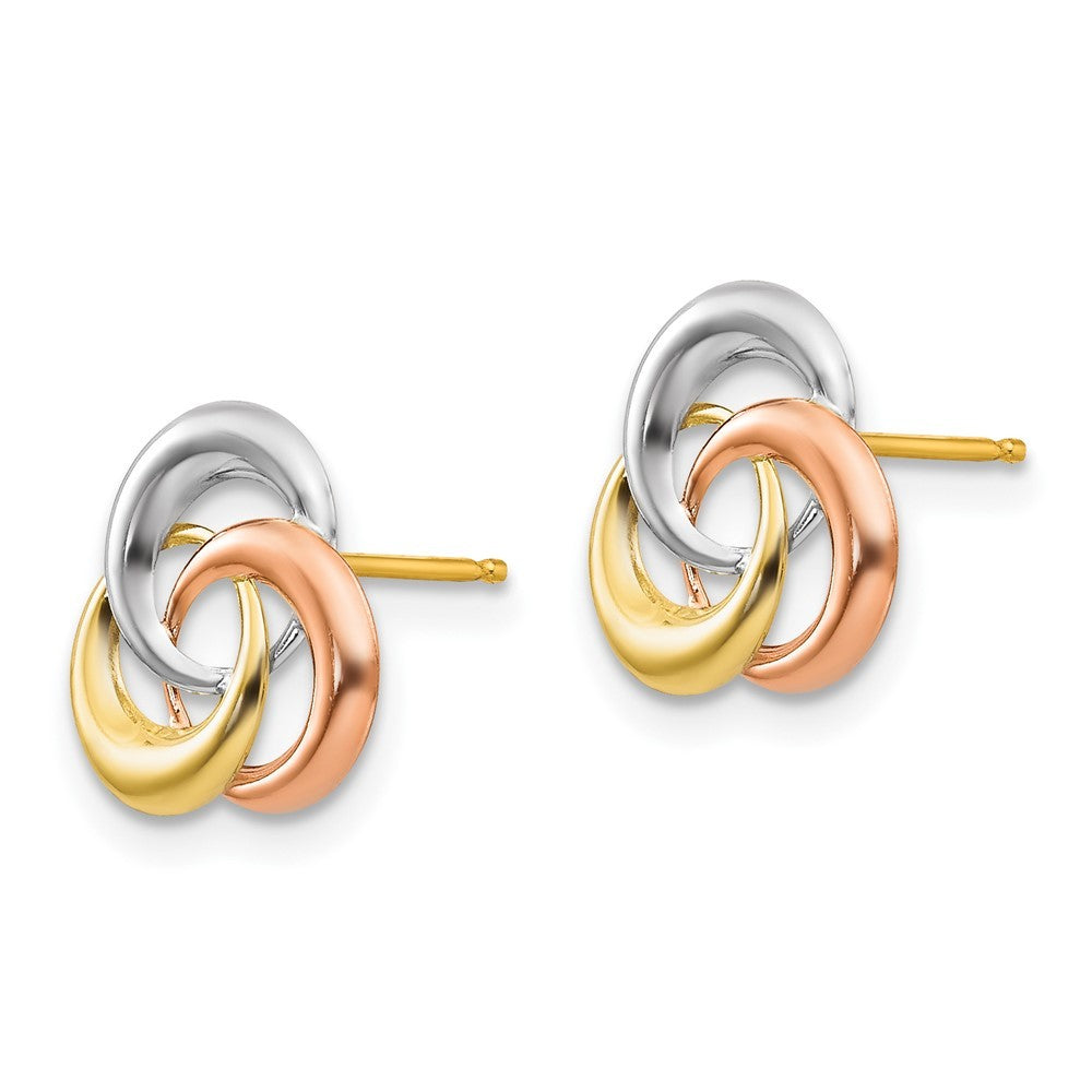 14k Tri-color Gold 3 Circle Earrings