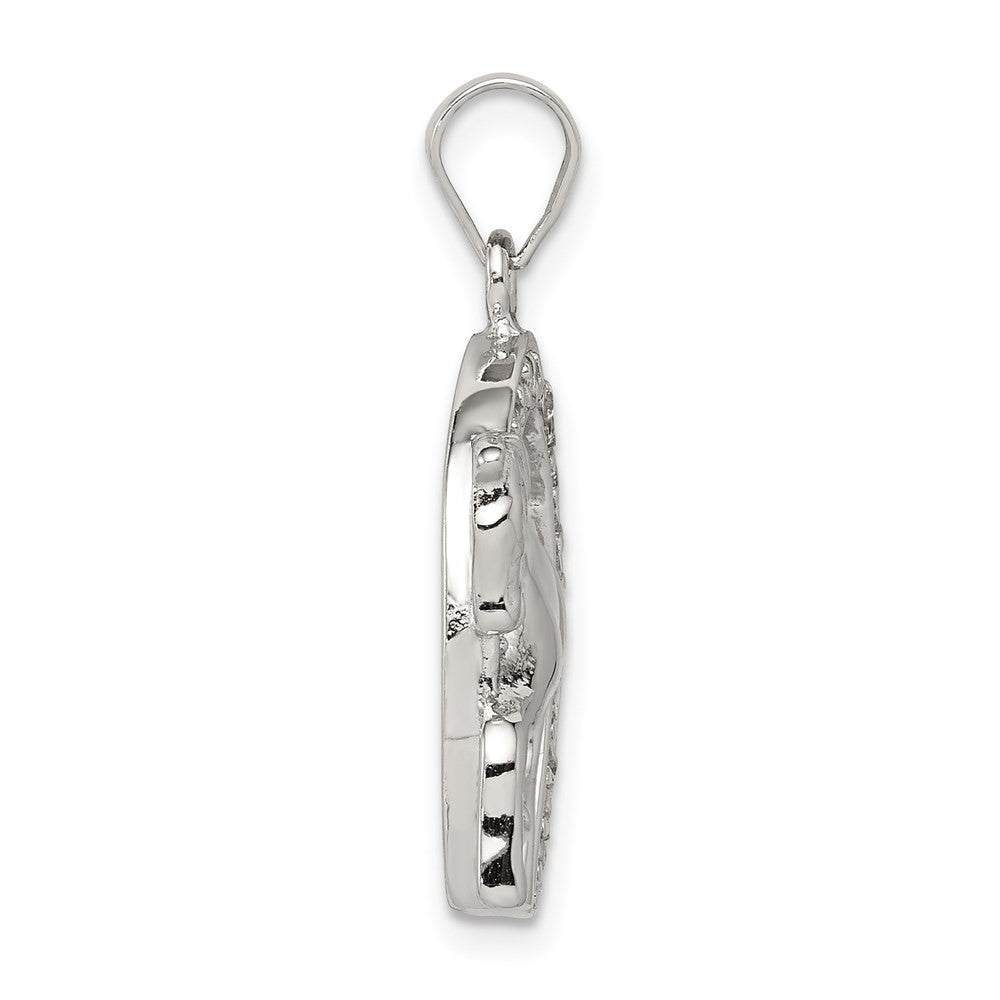 Sterling Silver Rhodium-plated Horse & Horseshoe Cubic Zirconia Pendant