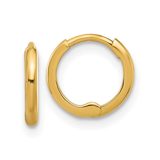 14k Yellow Gold Polished 1.45x10mm Hinged Huggie Hoop Earrings Gift for Women