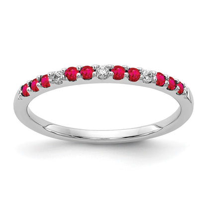 14k White Gold Diamond and Ruby Band Size 7