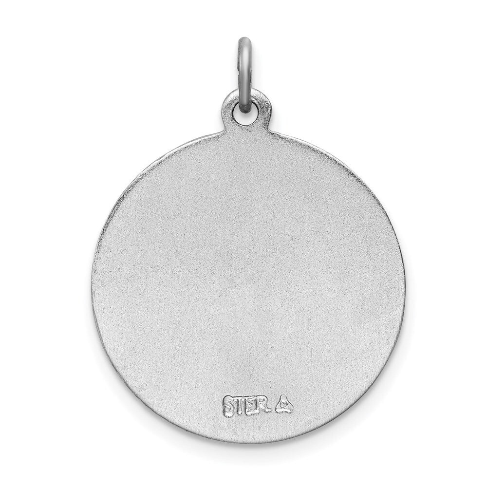 Sterling Silver Rhodium-plated Enameled St. Christopher Medal Pendant