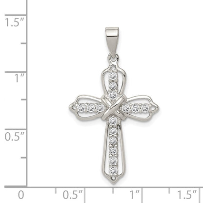 Sterling Silver Rhodium-plated Cubic Zirconia Cross Pendant