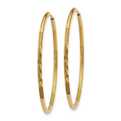 14k Yellow Gold 1.25mm Diamond-cut Endless Hoop Earring