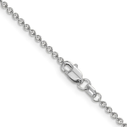 14K White Gold 20 inch 1.6mm Round Open Link Cable Chain Necklace