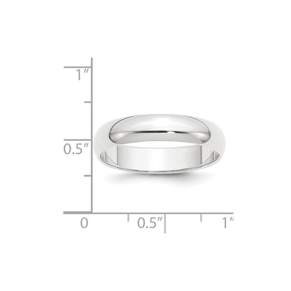 Platinum 5mm Half Round Featherweight Wedding Band Ring Size 8