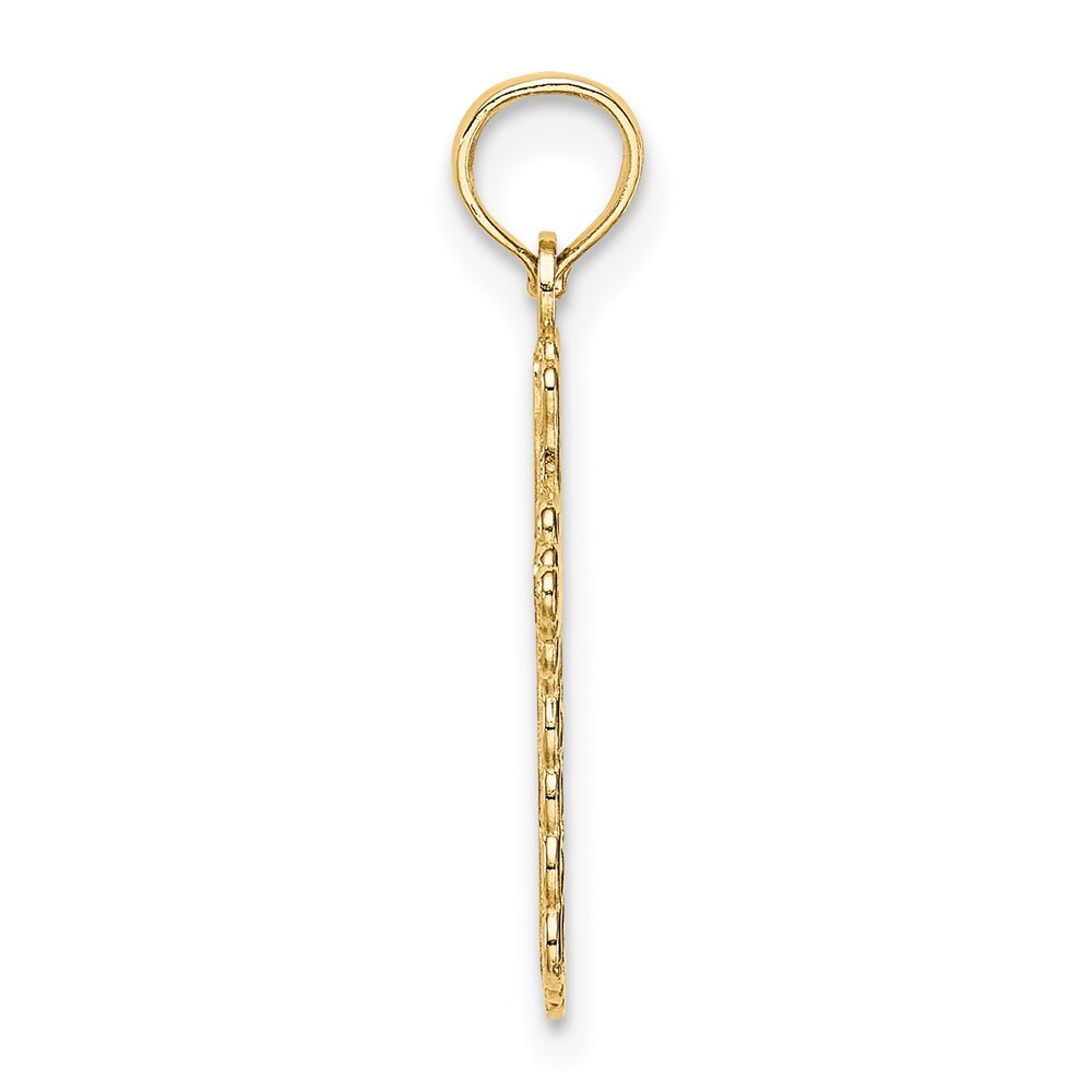 14k Yellow Gold Budded Cross Charm Pendant for Women