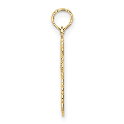 14k Yellow Gold Budded Cross Charm Pendant for Women