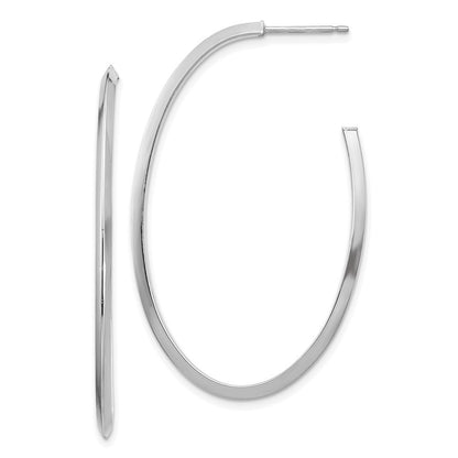14k White Gold Polished Knife Edge Oval 2mm Dangle Earrings