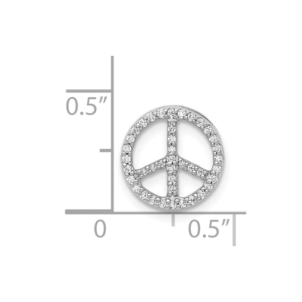 14k White Gold Diamond Peace Sign Slide Pendant for Women
