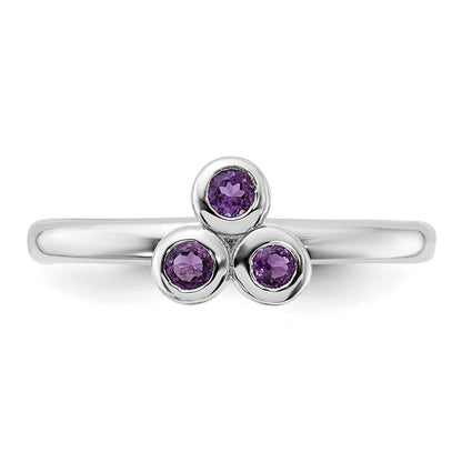 Sterling Silver Rhodium-plated Amethyst Ring Size 7