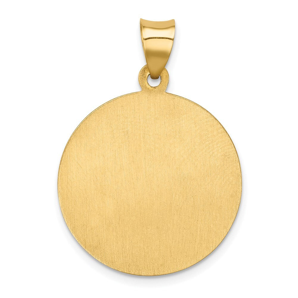 14k Yellow Gold Polished and Satin St Francis of Assisi Medal Hollow Pendant