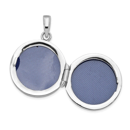 Sterling Silver Rhodium-plated Polished Cubic Zirconia 20mm Circle Locket