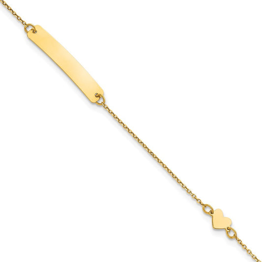 14k Yellow Gold Polished Heart and 23x4.2mm Plate 5.5" Baby/Child ID Bracelet