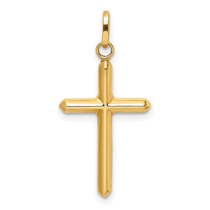 14k Yellow Gold Polished Hollow Latin Cross Charm Pendant for Women