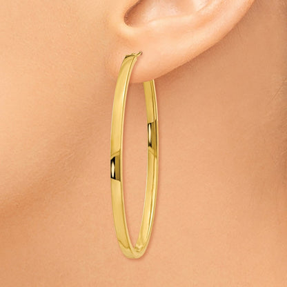 14k Yellow Gold 3mm Polished Large Oval Hoop Earrings