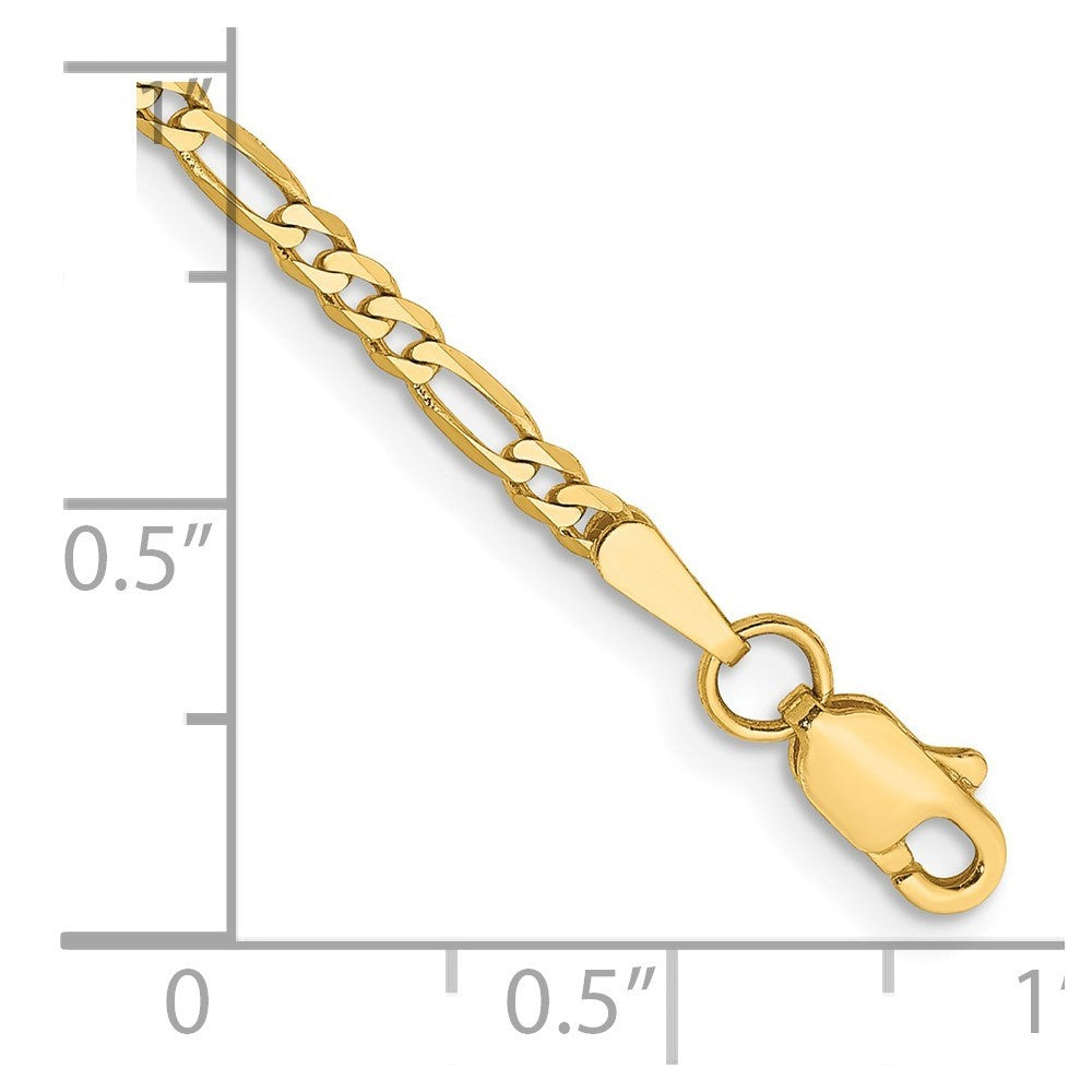 14k Yellow Gold 8 inch 2.25mm Flat Figaro Bracelet