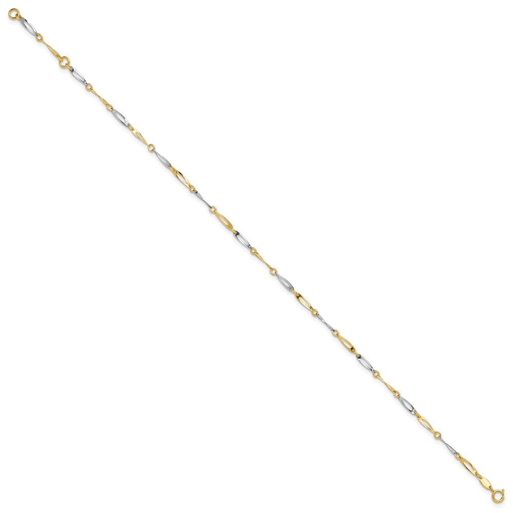14k Two-Tone Polished Oval Twist Link 10" Anklet