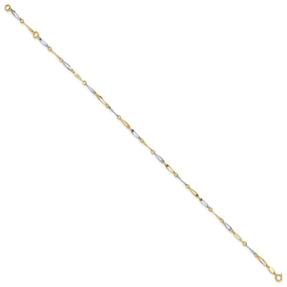 14k Two-Tone Polished Oval Twist Link 10" Anklet