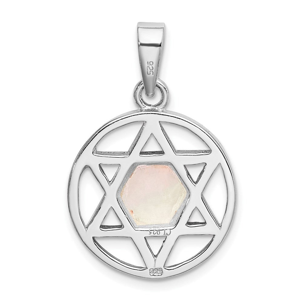 Sterling Silver Rhodium-plated MOP Star of David Pendant