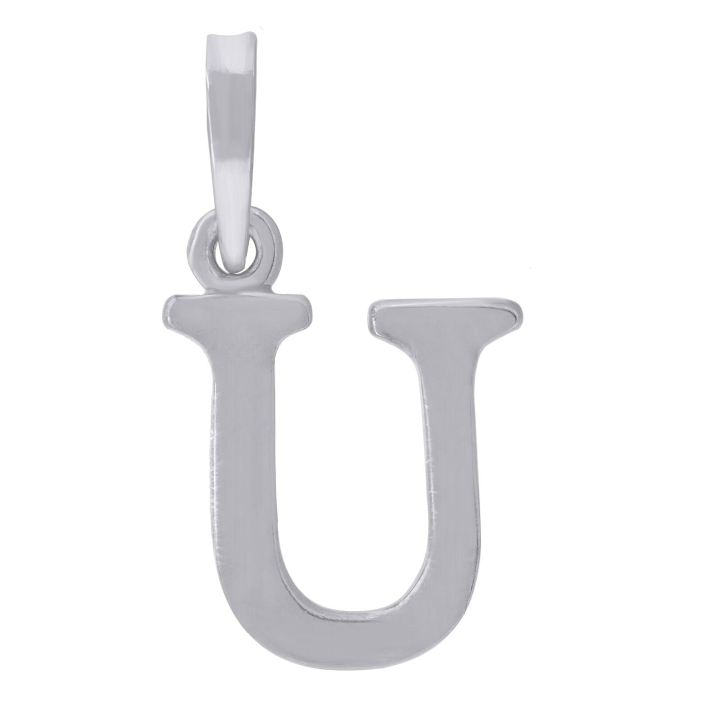 925 Sterling Silver Plain Initial Alphabet U Charm Pendant