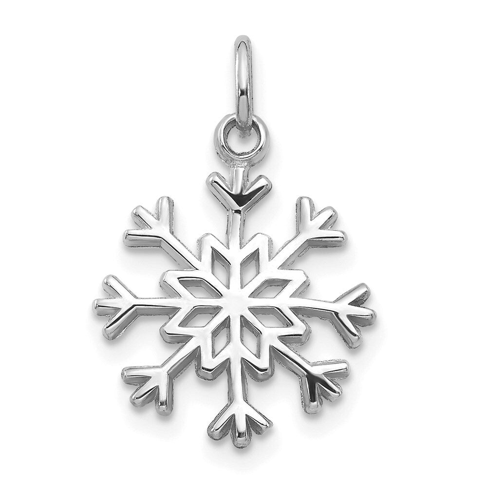 14k White Gold Snowflake Charm Pendant for Women