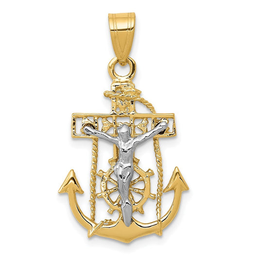 14k Two-tone Gold Mariners Cross Pendant for Women