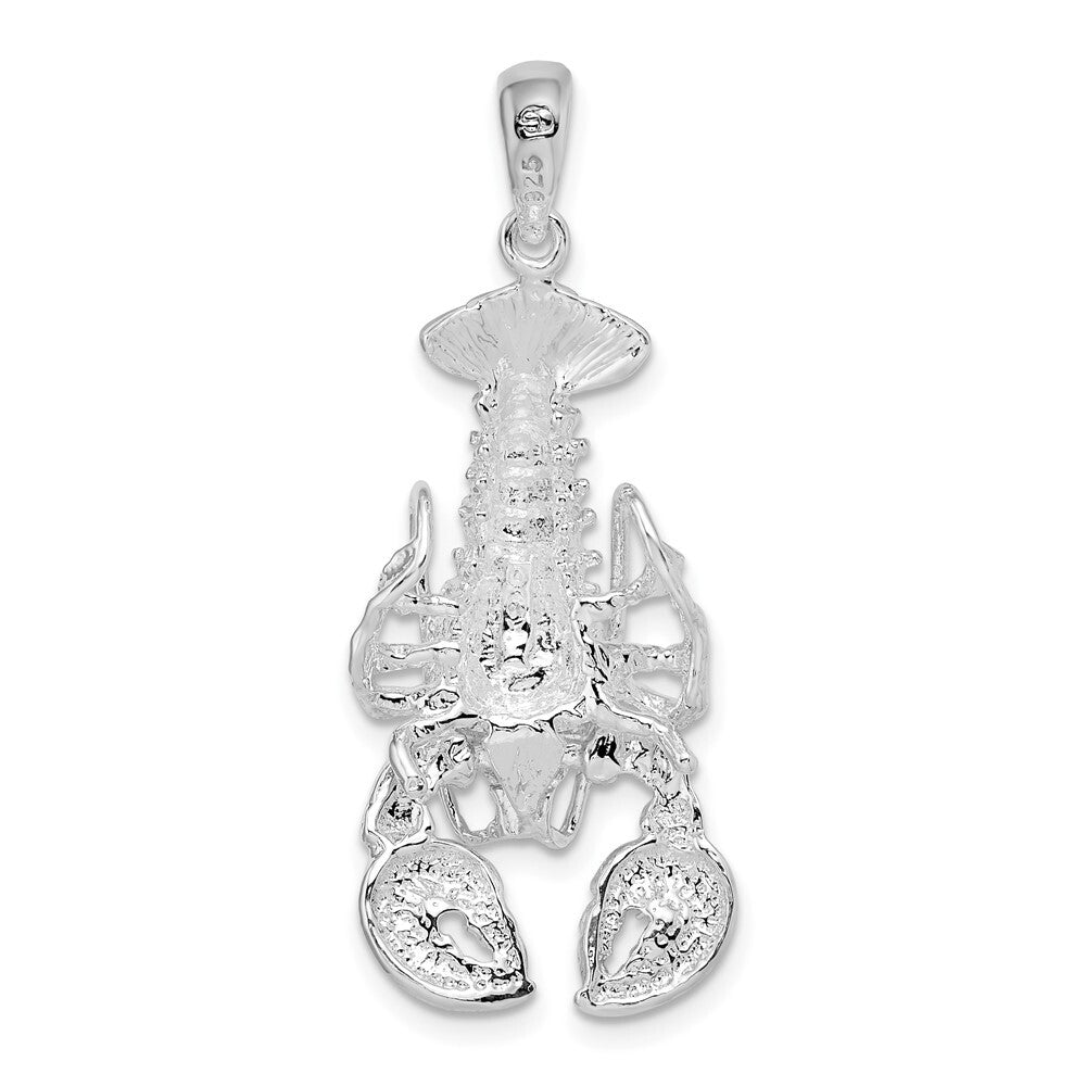 Sterling Silver Rhodium-Plated Polished Moveable Lobster Pendant