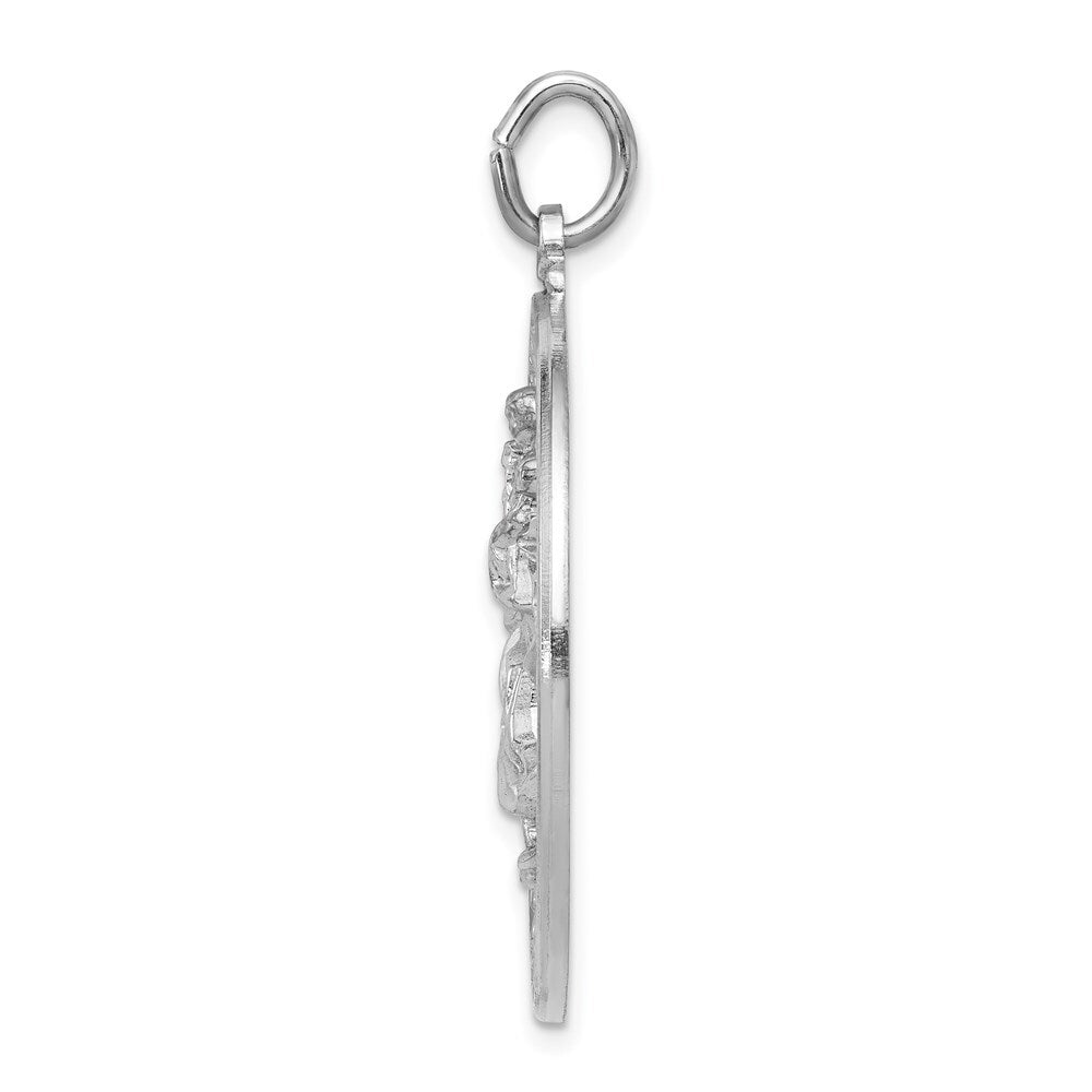 Sterling Silver Rhodium-plated Saint Christopher Medal Pendant
