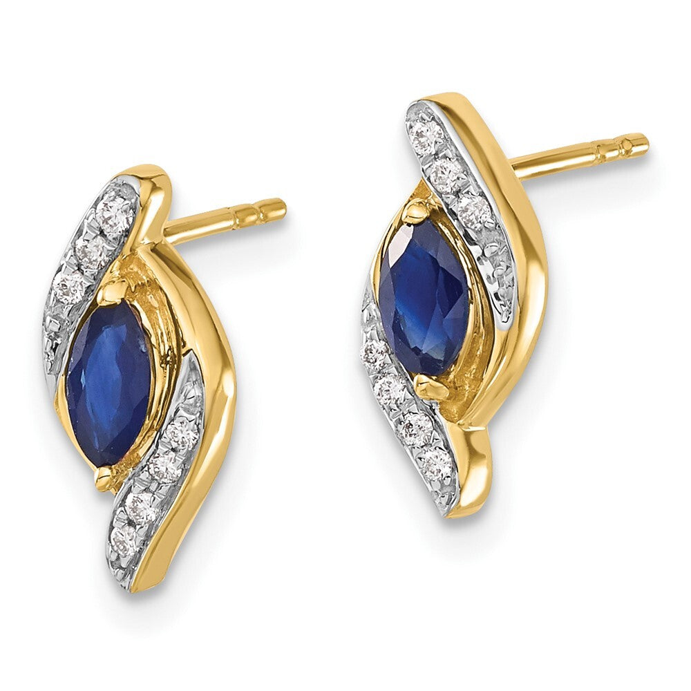 14k Yellow Gold Diamond and Sapphire Drop & Dangle Earrings