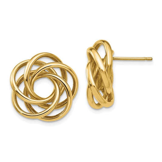14k Yellow Gold Love Knot Stud Earrings