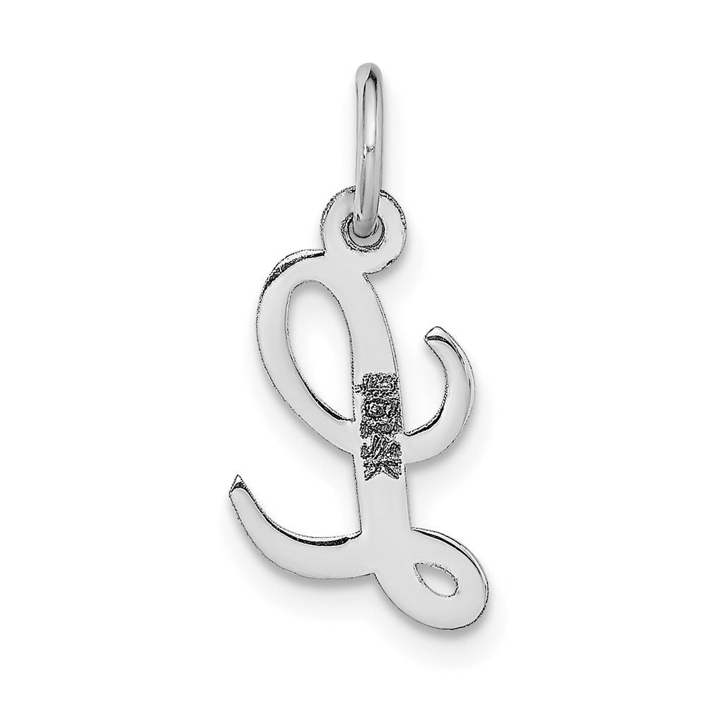 14k White Gold Small Script Letter L Initial Charm Pendant for Women