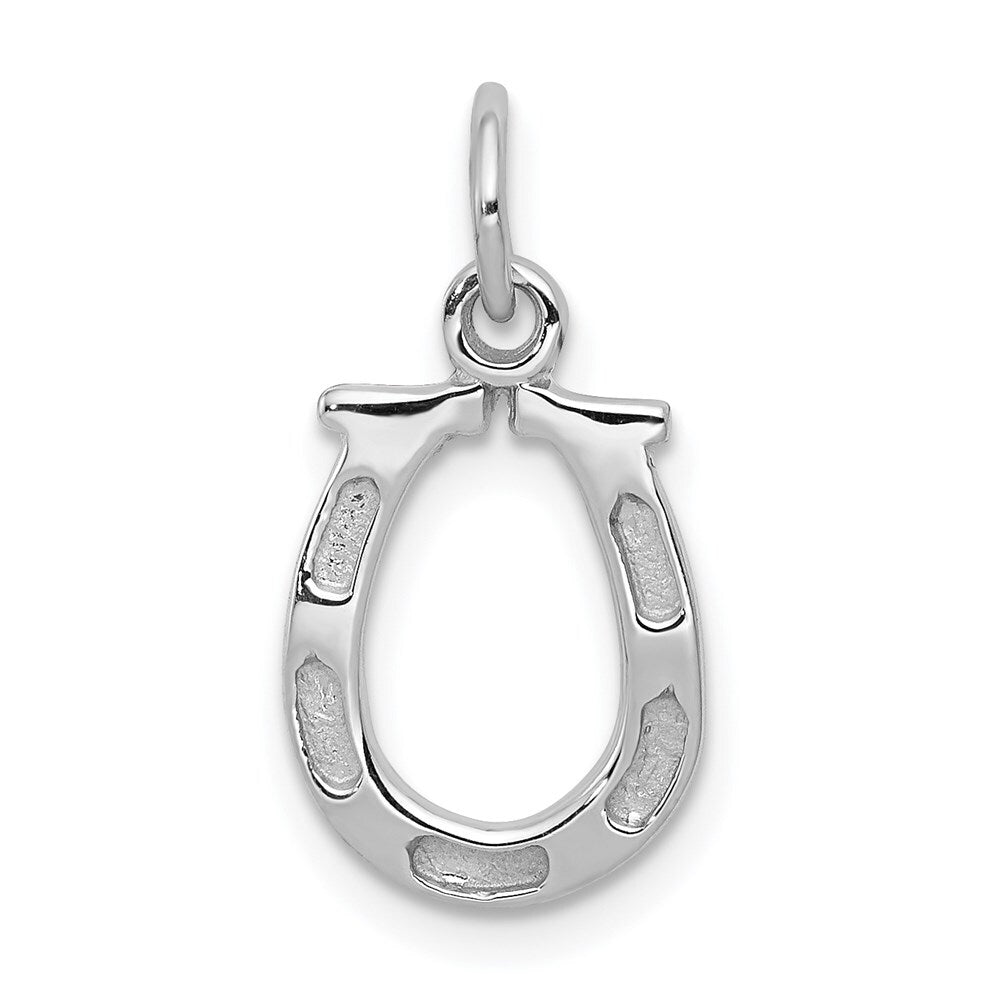 14k White Gold Solid Polished Horseshoe Charm Pendant for Women