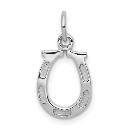 14k White Gold Solid Polished Horseshoe Charm Pendant for Women