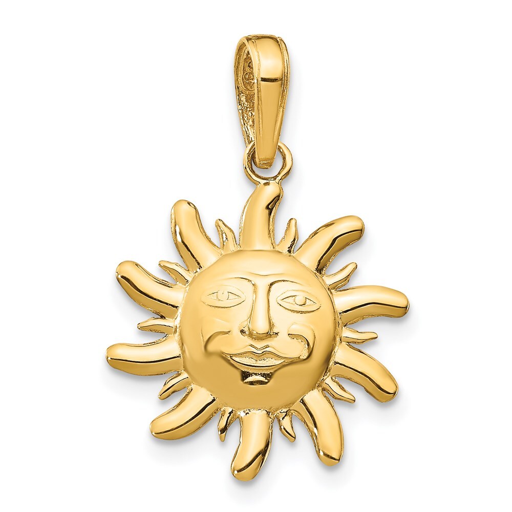 14k Yellow Gold Polished Small Sun Charm Pendant for Women