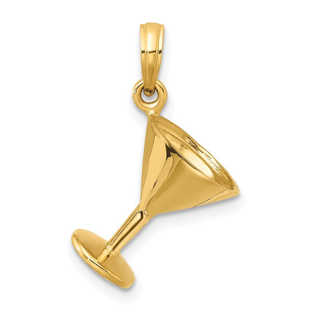 14k Yellow Gold 3-D Polished Martini Glass Charm