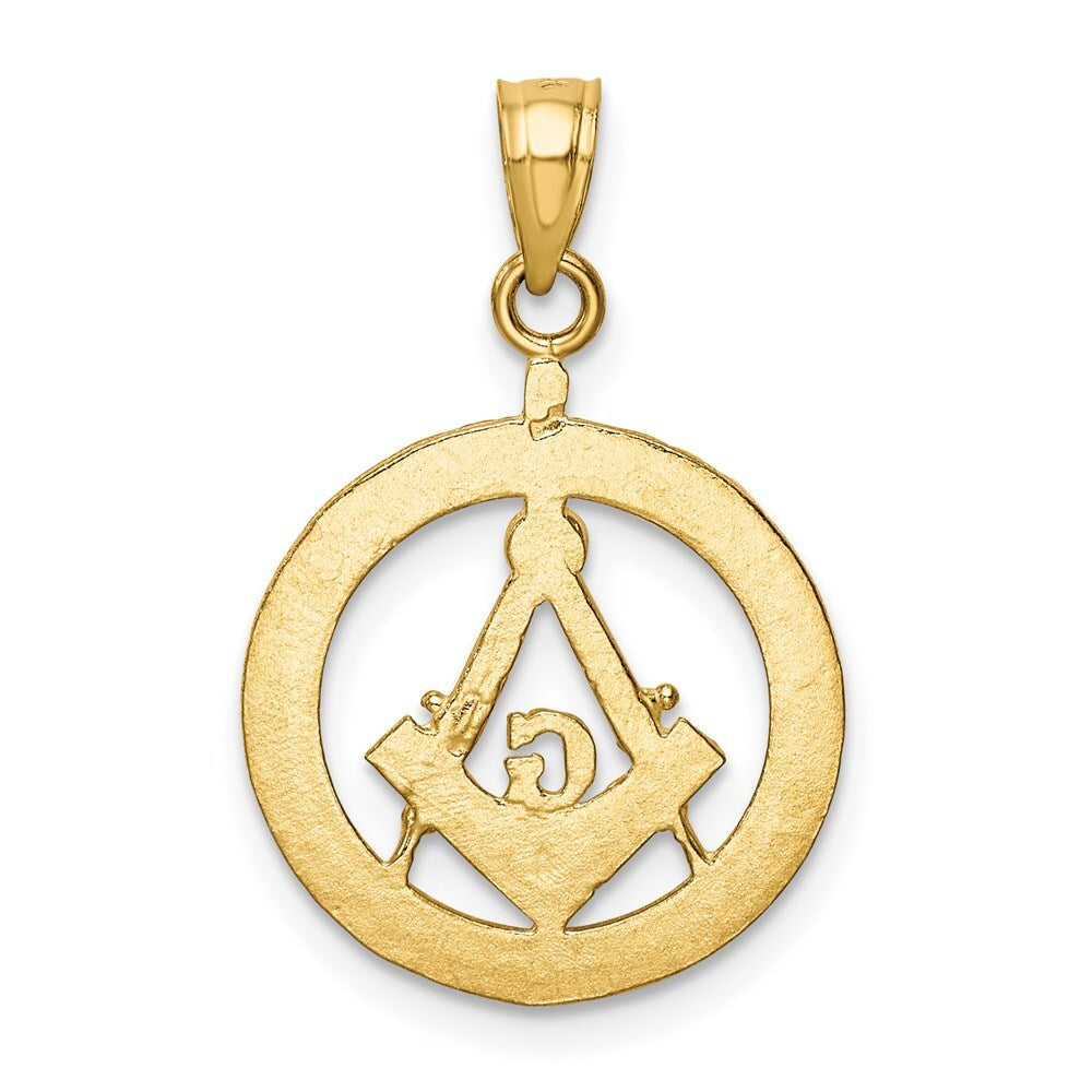 14k Yellow Gold Polished and Diamond-cut Masonic Symbol Pendant