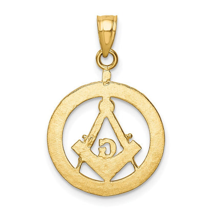 14k Yellow Gold Polished and Diamond-cut Masonic Symbol Pendant