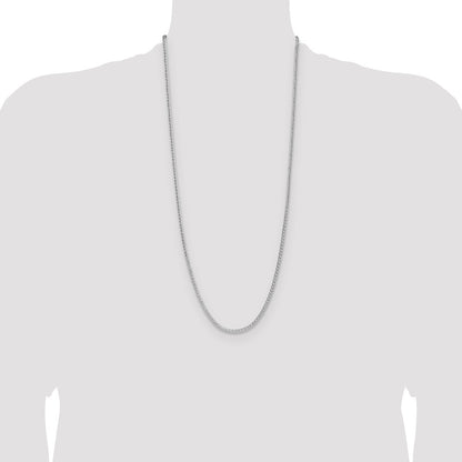 Sterling Silver Rhodium-plated 2.5mm 8 Sided Diamond-cut Double Spiga Chain