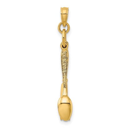 14k Yellow Gold 3-D Moveable Knife, Fork, and Spoon Charm Pendant for Women