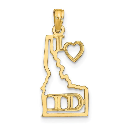 14k Yellow Gold Solid Idaho State Pendant for Women