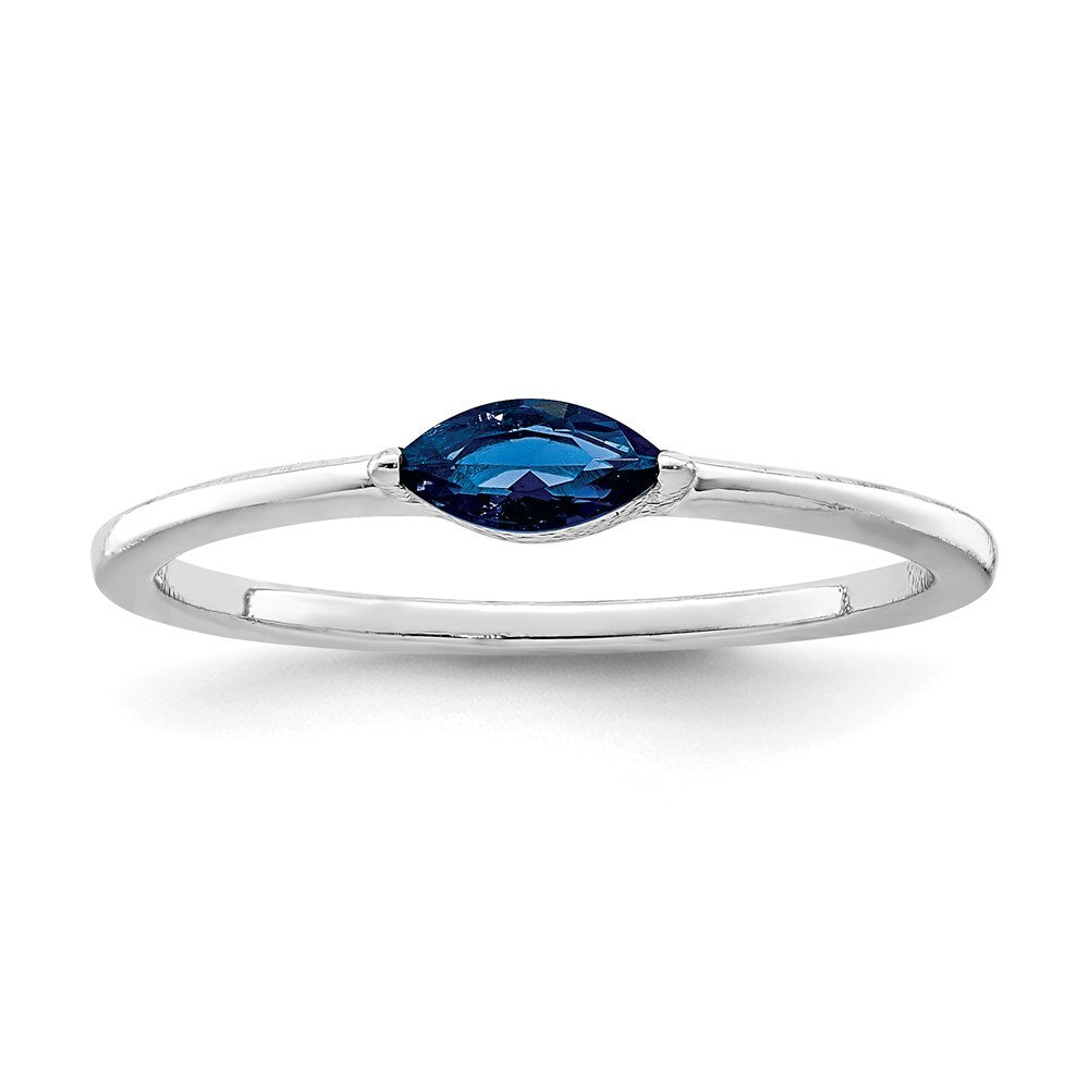 Sterling Silver Rhodium Plated Blue Cubic Zirconia Ring Size 8