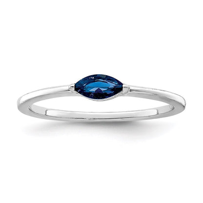 Sterling Silver Rhodium Plated Blue Cubic Zirconia Ring Size 8
