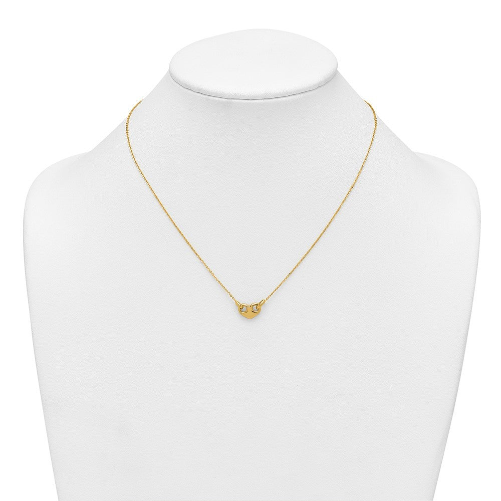 14k Yellow Gold Polished Heart 18 inch Necklace
