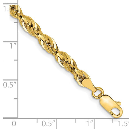 14k Yellow Gold 7 inch 4.25mm Semi Solid Rope Chain Bracelet