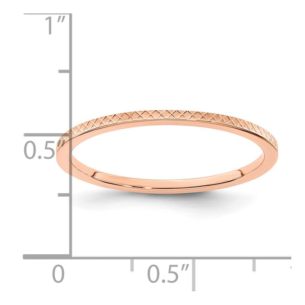 14K Rose Gold 1.2mm Criss-Cross Pattern Stackable Band Size 6