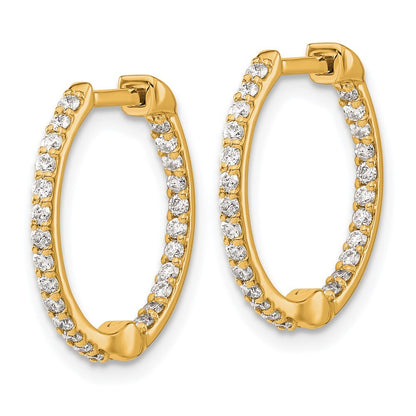 14k Yellow Gold Diamond In/Out Hinged Hoop Earrings